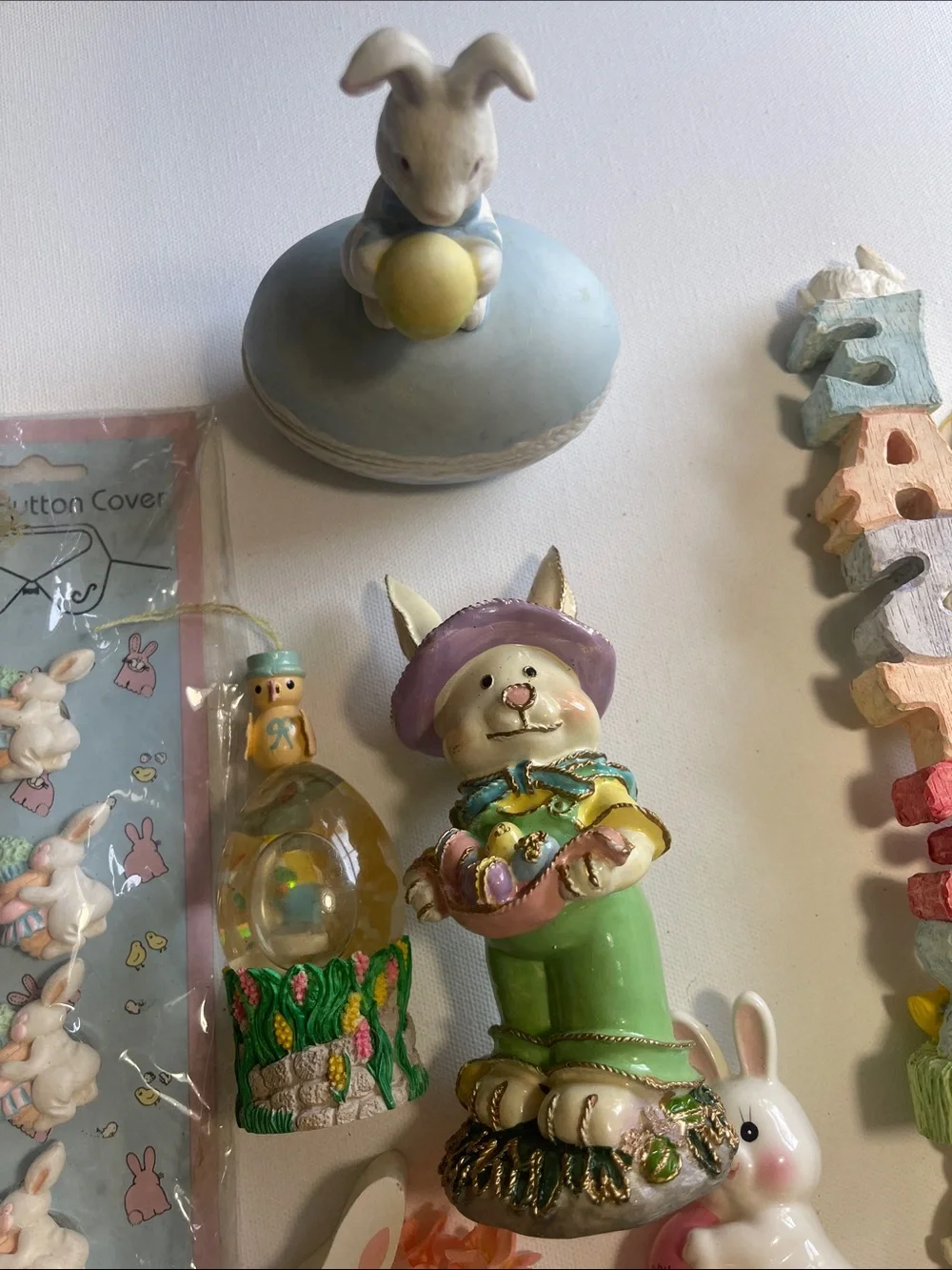 Vintage Easter Decor over 50 pieces bunnies, eggs, ornaments, pastel colors